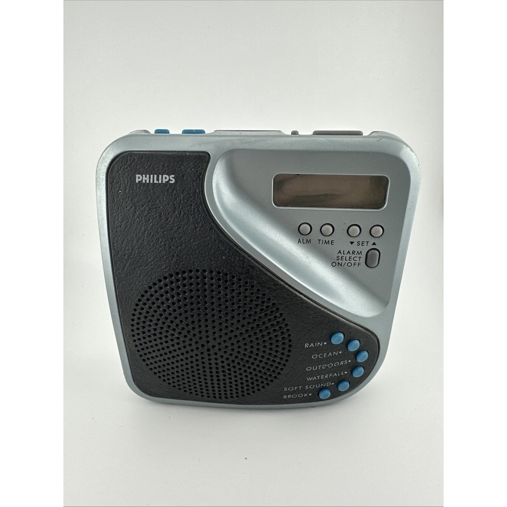Philips Norelco ST300 Nature Sounds Alarm Clock 6 Sounds Digital Silver Black